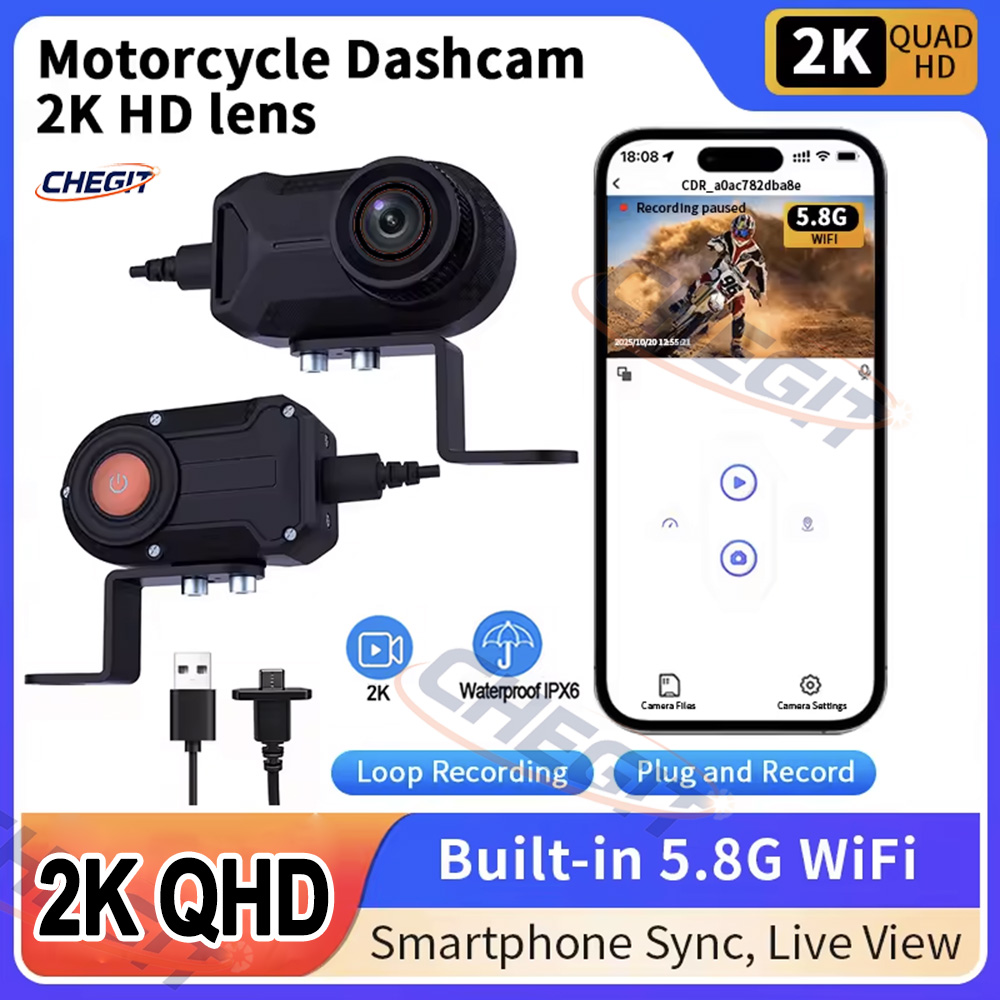 Cycling Loop - Motorrad-DVR 2K HD WiFi mit wasserdichter