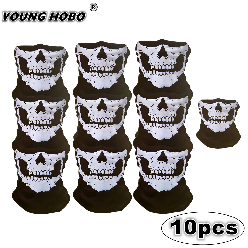 Cycling Loop - 10 Stück Totenkopf Nahtloser Winddichter Motorrad-Schal