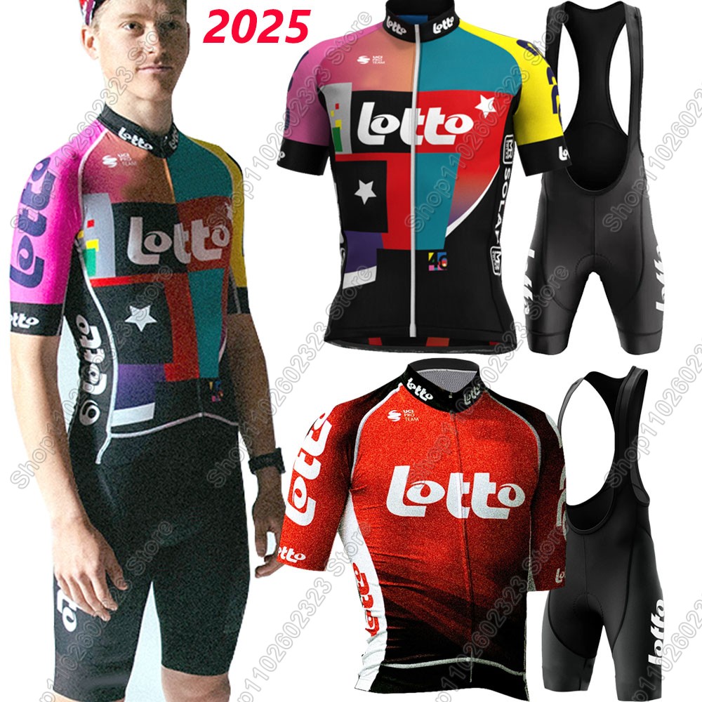 Cycling Commute Shorts - Lotto Team 2025, Radtrikot-Set, Sommer, belgische